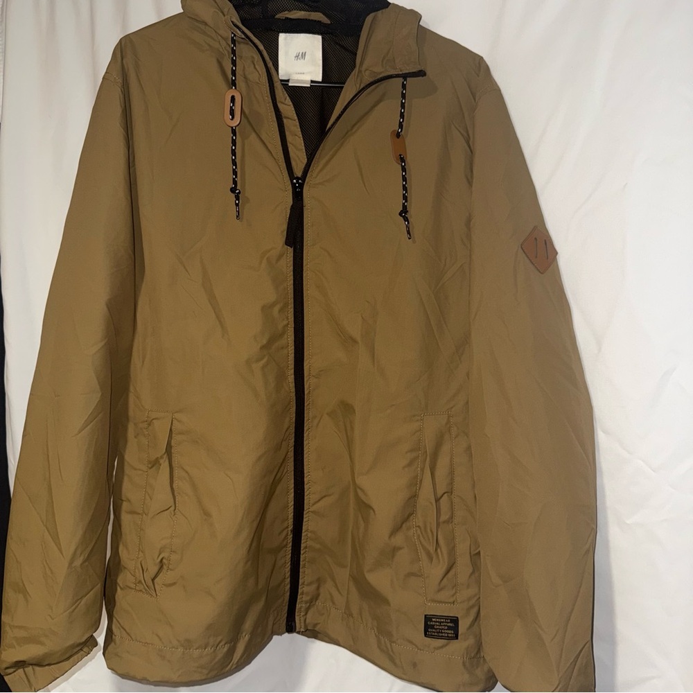 H&M L.O.G.G. Hooded Windbreaker Jacket Tan Size M